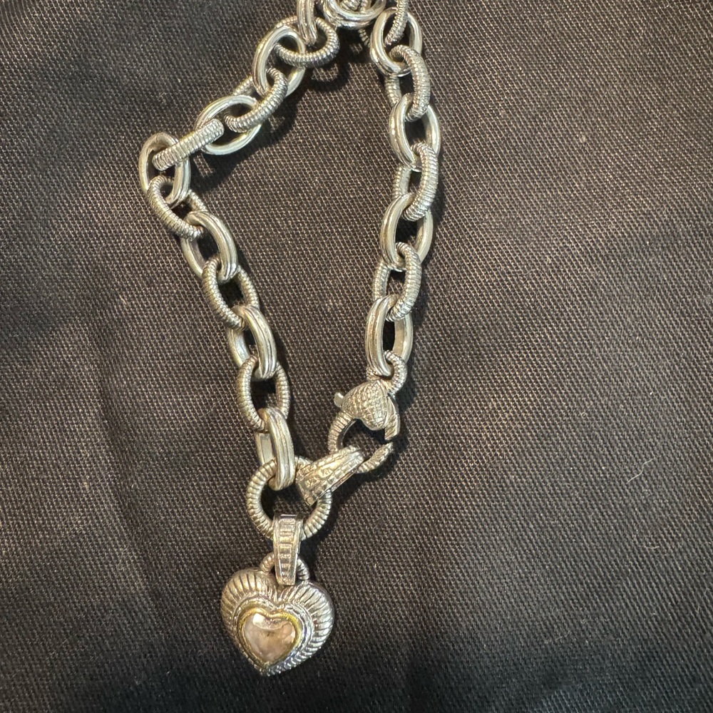 Silver Chunky Chain Heart Bracelet
